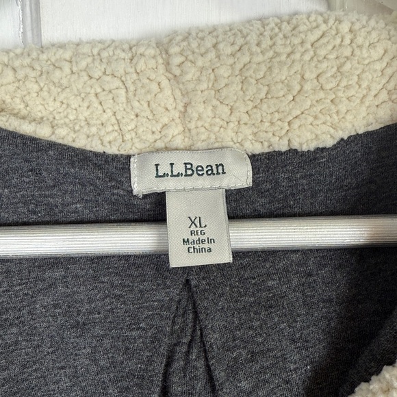 LL Bean Women's Sherpa Trimmed Hooded Cardigan Button-front Jacket W2055 Sz XL - Picture 2 of 8